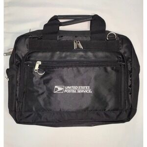 USPS United States Postal Service Black Nylon Expandable Laptop Briefcase Bag